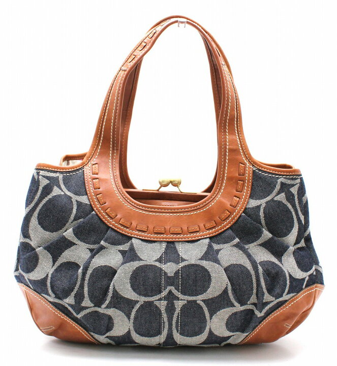 楽天市場】【バッグ】COACH コーチ デニム シグネチャー がま口 トート  