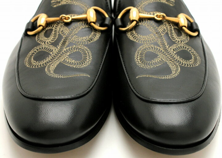 楽天市場 未使用品 靴 Gucci グッチ ホースビット スネーク ローファー スリッポン モカシン レザー 黒 ブラック ゴールド金具 メンズ サイズ 51 2 23 5cm Dlc 中古 K Blumin 楽天市場店