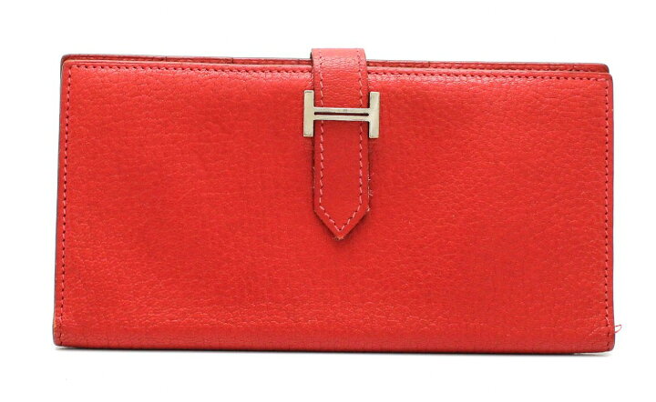 廃盤色】HERMES 二つ折りカードケース 財布 レッド べアン 楽天市場  