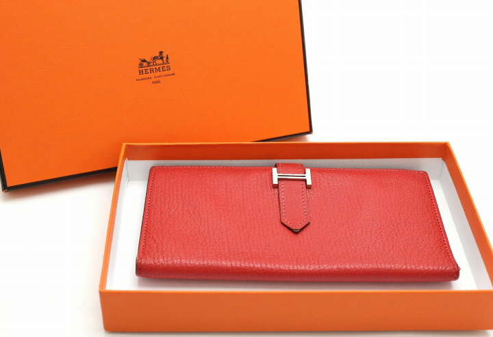 楽天市場】【財布】HERMES エルメス ベアン 2つ折 長財布 シェーブル 