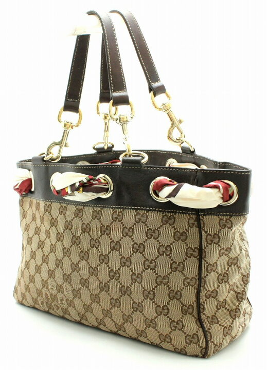 楽天市場】【バッグ】 GUCCI グッチ GGキャンバス レザー スカーフ付 