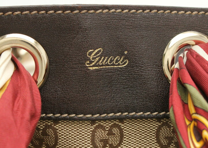 楽天市場】【バッグ】 GUCCI グッチ GGキャンバス レザー スカーフ付 