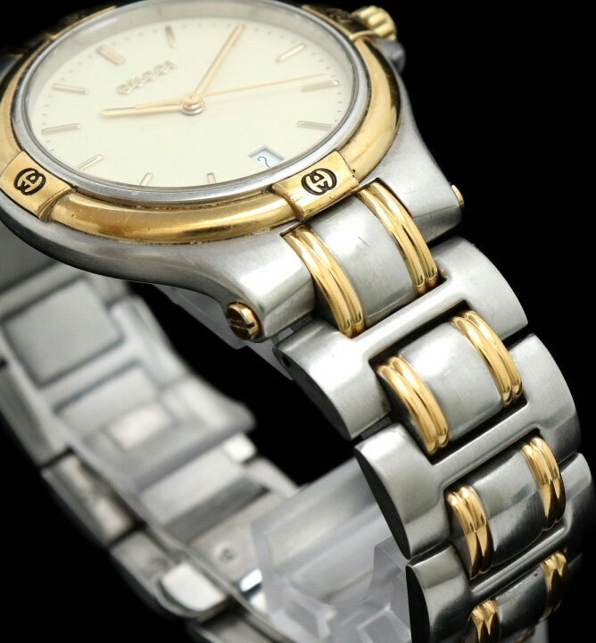 楽天市場】【ウォッチ】GUCCI グッチ アイボリー文字盤 デイト SS GP  