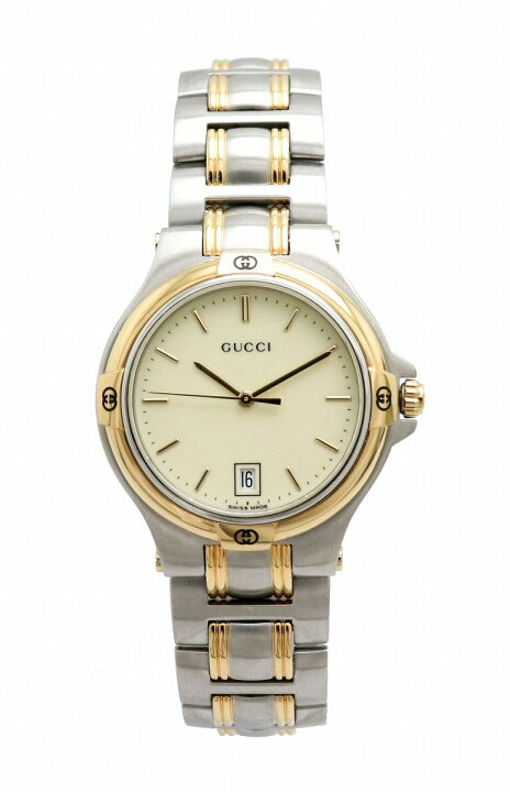 楽天市場】【ウォッチ】GUCCI グッチ アイボリー文字盤 デイト SS GP  