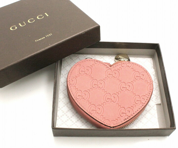 GUCCI グッチ ハート コインケース ベージュ レッド 152615 レディース  