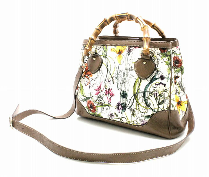 楽天市場】【バッグ】GUCCI グッチ フローラ バンブー レザー トート 