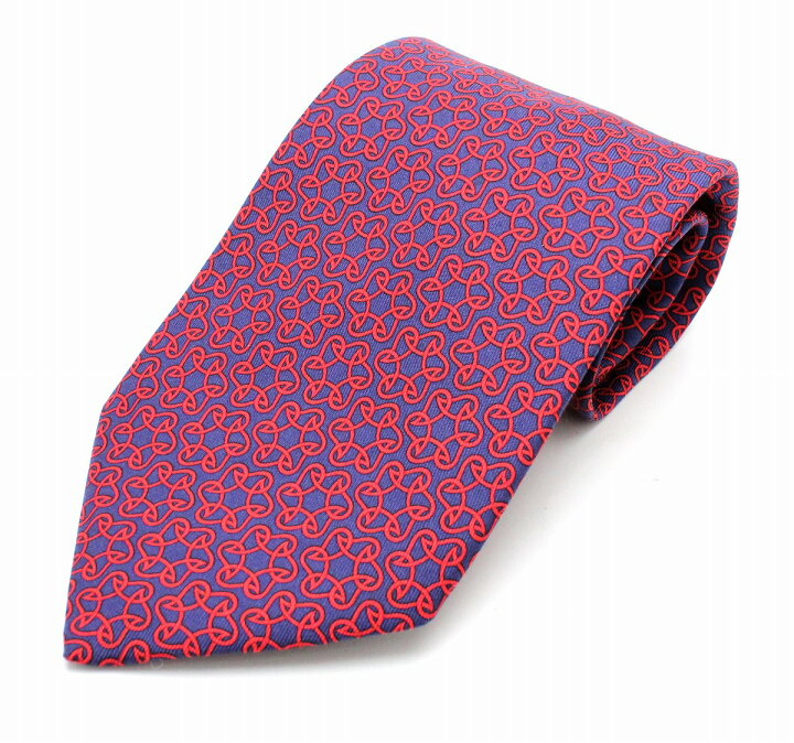 楽天市場】HERMES エルメス ネクタイ シルク100% 総柄 レッド 赤  