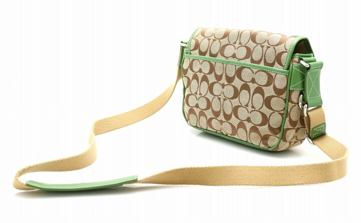 コーチ COACH ショルダーバッグ ベージュ グリーン 希少 シグネチャー 
