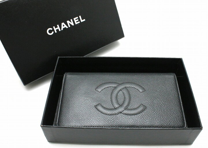 楽天市場】【財布】CHANEL シャネル キャビアスキン 2つ折り財布 長  