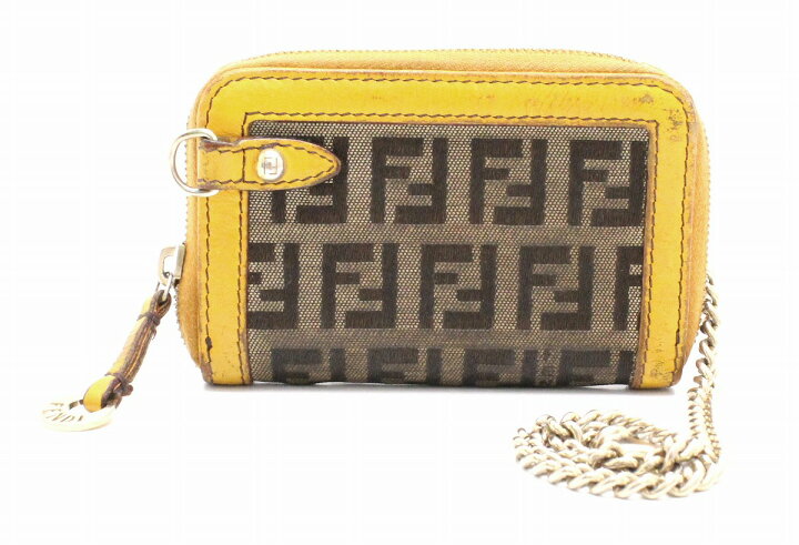 FENDI◇キーチェーン付きコインケース/--/BRW/レディース/ズッキーノ 