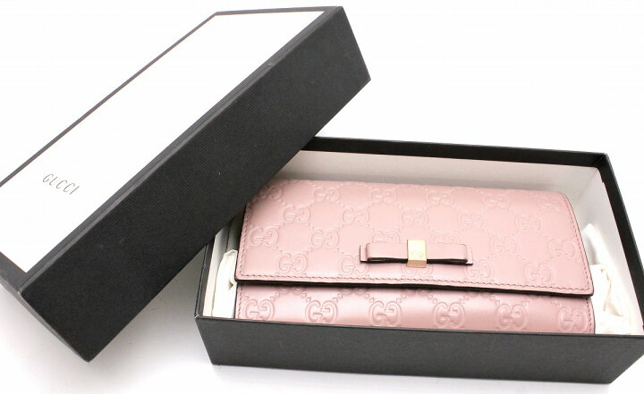 楽天市場】【財布】GUCCI グッチ グッチシマ リボン レザー GG柄 2つ折  