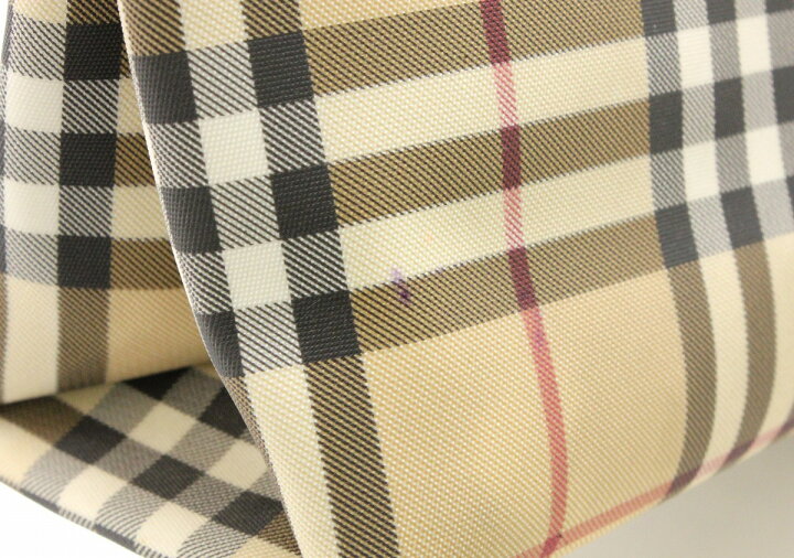 楽天市場 バッグ Burberry バーバリー ロンドン ハンドバッグ トートバッグ Pvc レザー チェック柄 ベージュ 黒 ブラック 赤 レッド 中古 K Blumin 楽天市場店