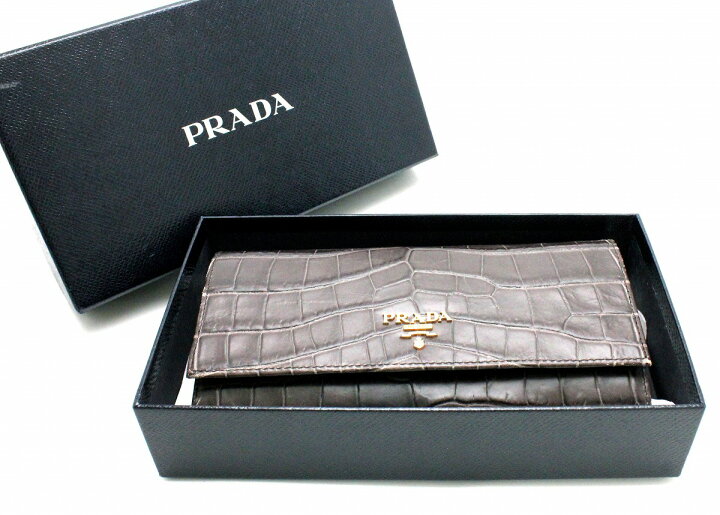 楽天市場】【財布】PRADA プラダ 2つ折 1MH132 長財布 クロコ 型押し 