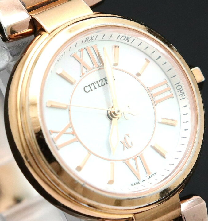 美品 CITIZEN シチズン XC ゴールド シェル文字盤 ソーラー 腕時計  