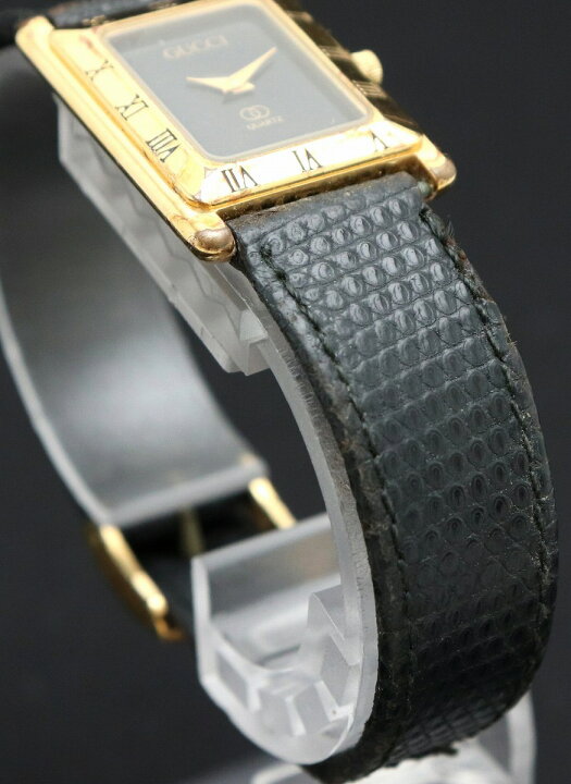 楽天市場】【ウォッチ】GUCCI グッチ ブラック文字盤 リザード革ベルト  