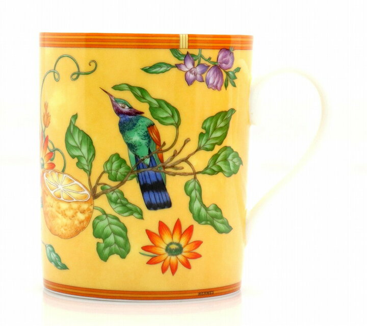 楽天市場 未使用品 Hermes エルメス シエスタ マグカップ 南国 花 バード 庭園 イエロー 黄色 マルチカラー 中古 K Blumin 楽天市場店