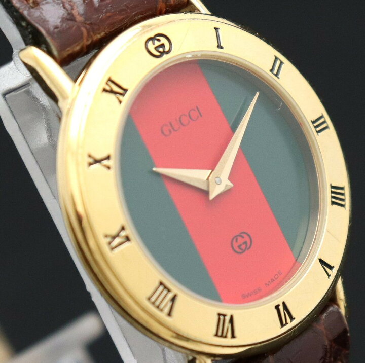 楽天市場】【ウォッチ】GUCCI グッチ シェリーライン文字盤 クロコ革 
