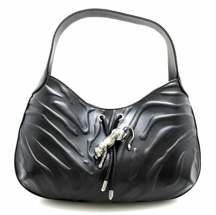 カルティエ Cartier パンテール パンサー ハンドバッグ カーフレザー 黒 