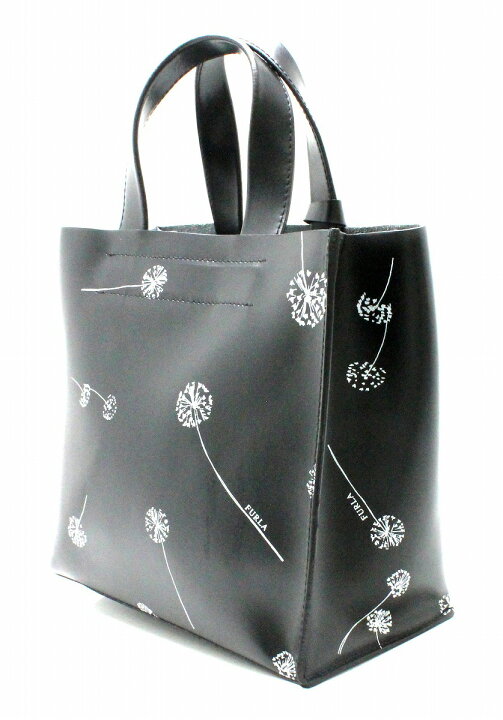楽天市場 バッグ Furla フルラ ハンドバッグ トートバッグ 花柄 タンポポ チャーム レザー 黒 ブラック ホワイト 白 シルバー金具 中古 U Blumin 楽天市場店