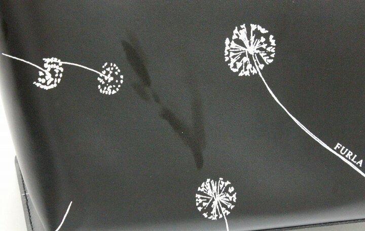 楽天市場 バッグ Furla フルラ ハンドバッグ トートバッグ 花柄 タンポポ チャーム レザー 黒 ブラック ホワイト 白 シルバー金具 中古 U Blumin 楽天市場店