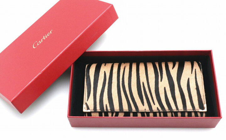 楽天市場】【財布】Cartier カルティエ 2つ折り 長財布 ハラコ ゼブラ  