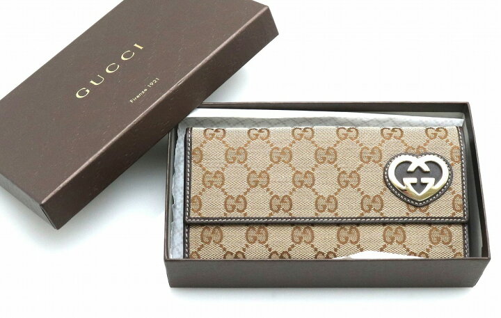 楽天市場】【財布】GUCCI グッチ GGキャンバス ラブリーハート Wホック 