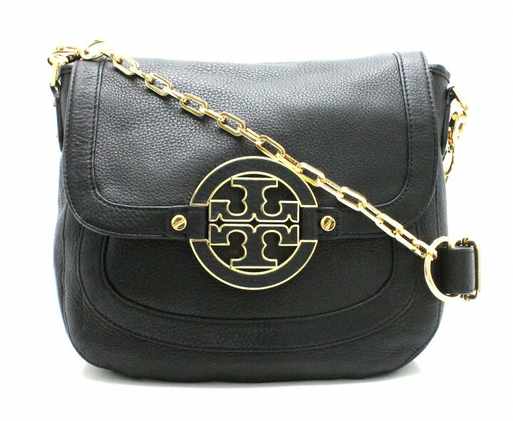 トリーバーチ Tory Burch ブラック レザー ショルダーバッグ ゴールド  