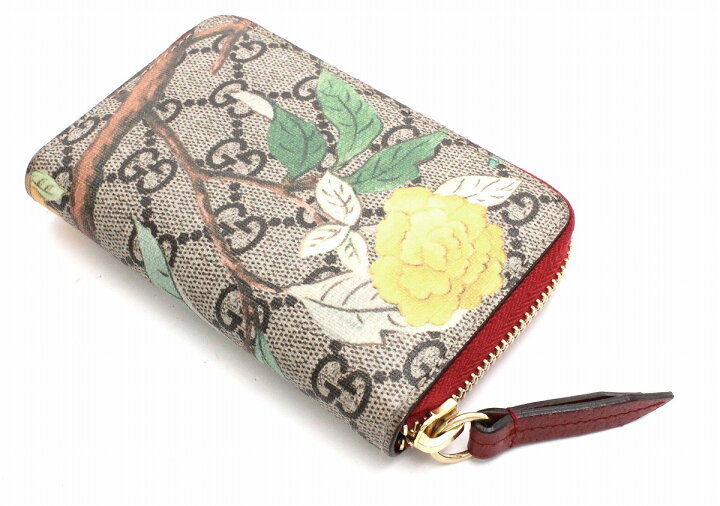 楽天市場 財布 Gucci グッチ Ggスプリーム グッチティアン コインケース ラウンドファスナー 小銭入れ 花 鳥 Pvc レザー ベージュ レッド 赤 マルチ 4247 中古 K Blumin 楽天市場店