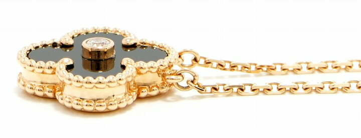 楽天市場 ジュエリー Van Cleef Arpels ヴァン クリーフ アーペル Vca ヴィンテージアルハンブラ ネックレス 1pd ダイヤ K18pg オニキス 16年クリスマス限定 中古 U Blumin 楽天市場店