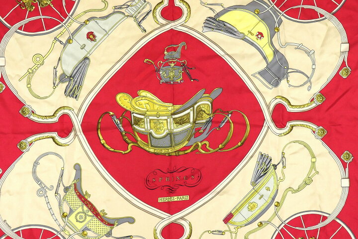 希少】エルメス カレ90《クーペ》大判スカーフ シルク 馬車柄 オレンジ  