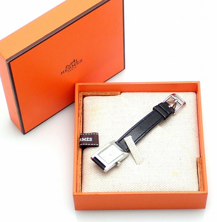 エルメス タンデム TA1.210 革ベルト QZ オレンジ レディース 腕時計 