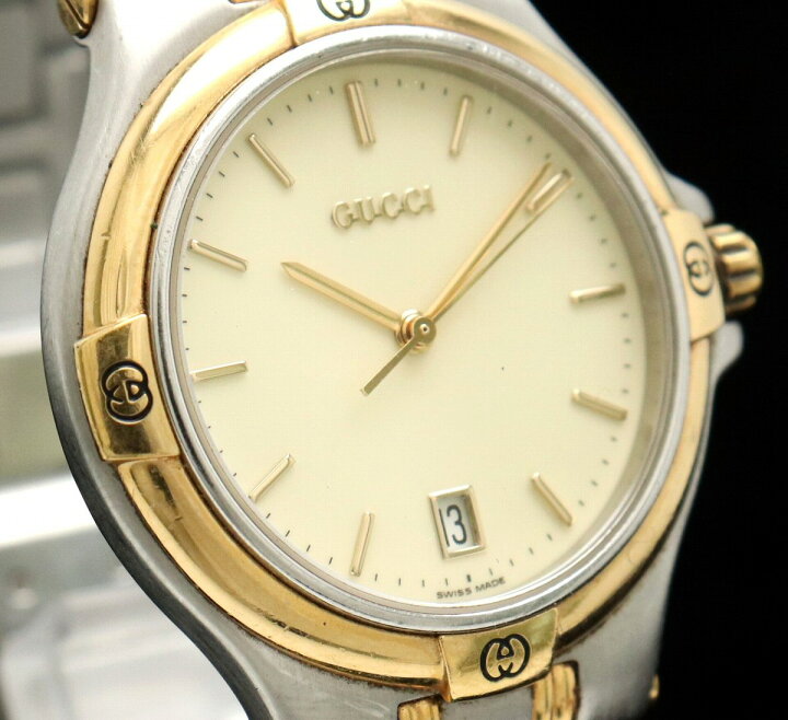 楽天市場】【ウォッチ】GUCCI グッチ アイボリー文字盤 デイト SS GP  
