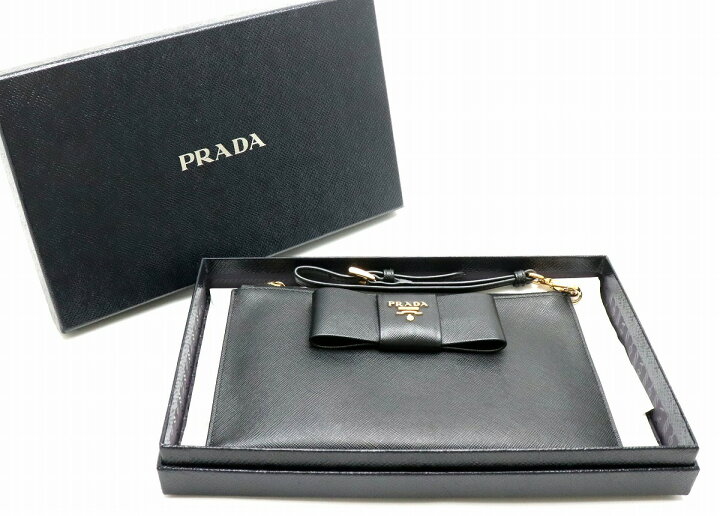 楽天市場】【バッグ】PRADA プラダ SAFFIANO フラット ポーチ リボン  
