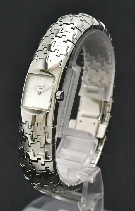 ディオール 腕時計 オクタゴン デイト コンビ シルバー文字盤 ロゴ  