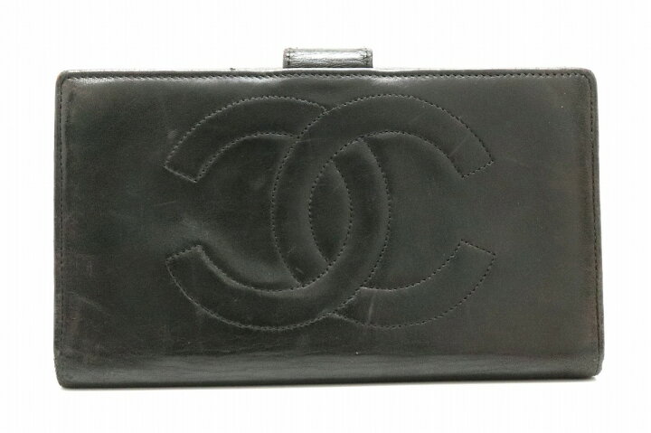 楽天市場】【財布】CHANEL シャネル ラムスキン がま口 ガマ口 長財布  