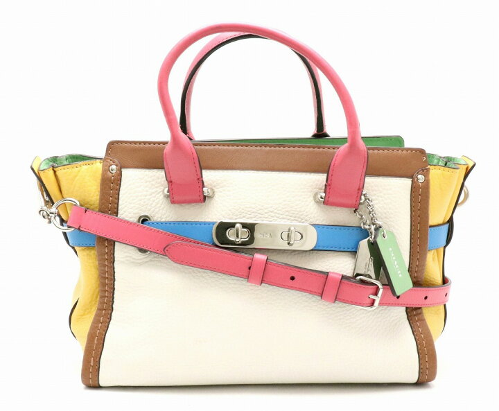 楽天市場】【バッグ】COACH コーチ レインボーカラー ブロックレザー  