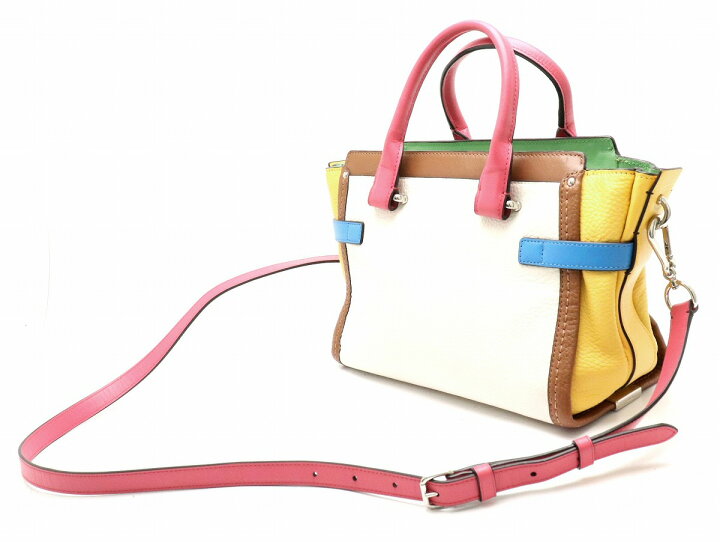 楽天市場】【バッグ】COACH コーチ レインボーカラー ブロックレザー 