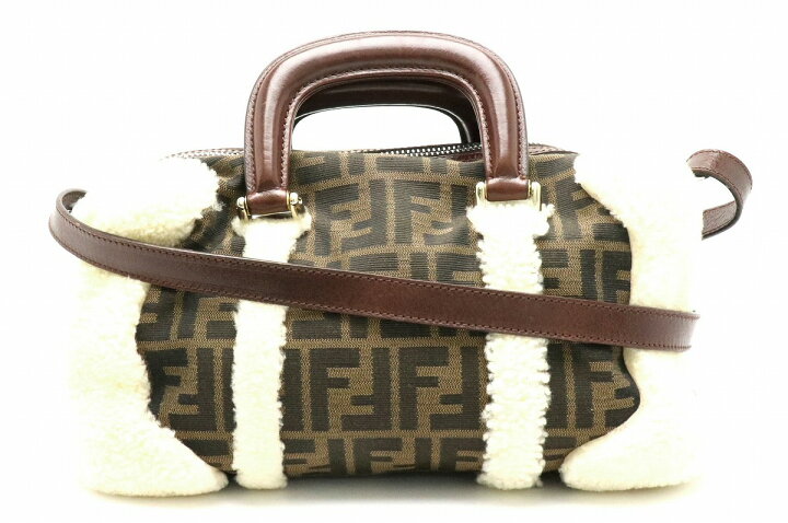楽天市場】【バッグ】FENDI フェンディ ズッカ柄 ファー ハンドバッグ 
