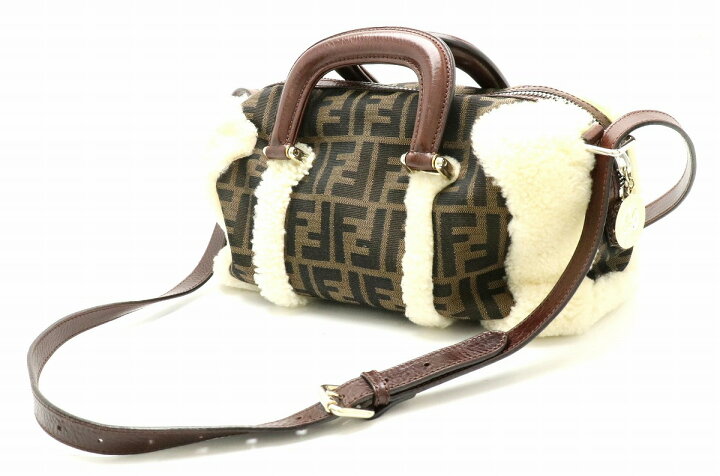 楽天市場】【バッグ】FENDI フェンディ ズッカ柄 ファー ハンドバッグ 