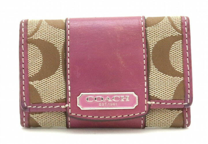 楽天市場】COACH コーチ ヘリテージ シグネチャー 6リング キーケース  