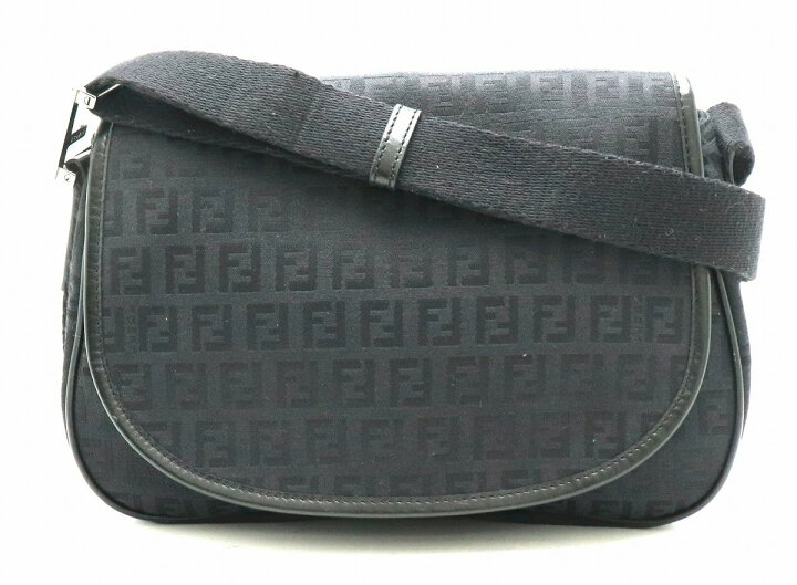 フェンディFendiズッキーノ柄 ブラック PVCコーティングキャンバス  