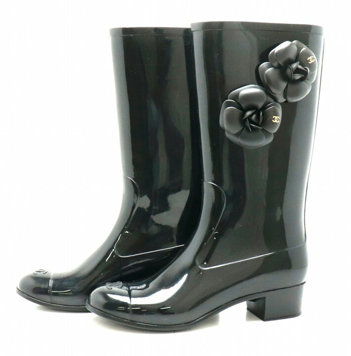 楽天市場】【靴】CHANEL シャネル カメリア レインブーツ 長靴 ラバー  