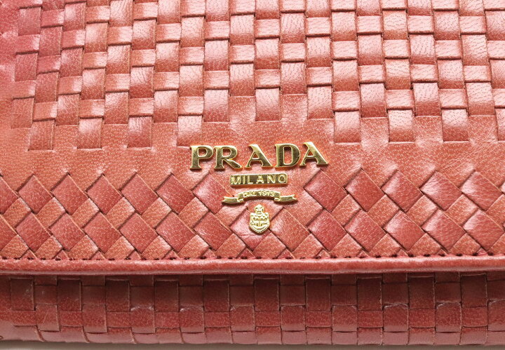 楽天市場】【財布】PRADA プラダ メッシュ編み レザー ストラップ付き  