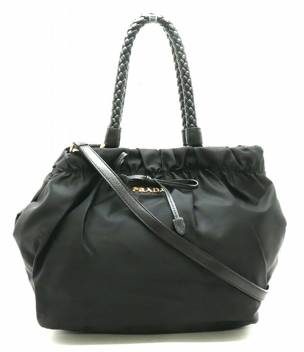 楽天市場】【バッグ】PRADA プラダ ギャザー リボン ハンドバッグ 