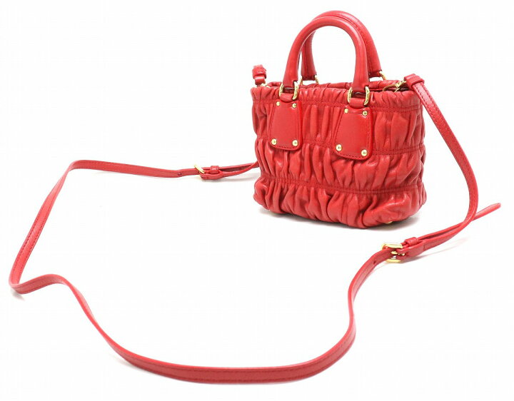 楽天市場】【バッグ】PRADA プラダ ギャザー ミニハンドバッグ  