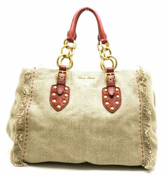楽天市場】【バッグ】Miu Miu ミュウ ミュウ 麻 ヘンプ HEMP トート 