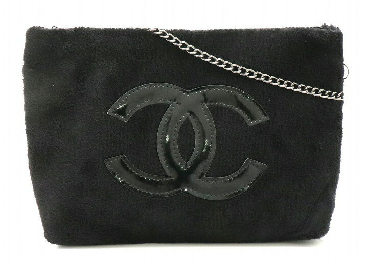 シャネル CHANEL ココマーク ミニポーチ パテントレザー 黒 3番台  