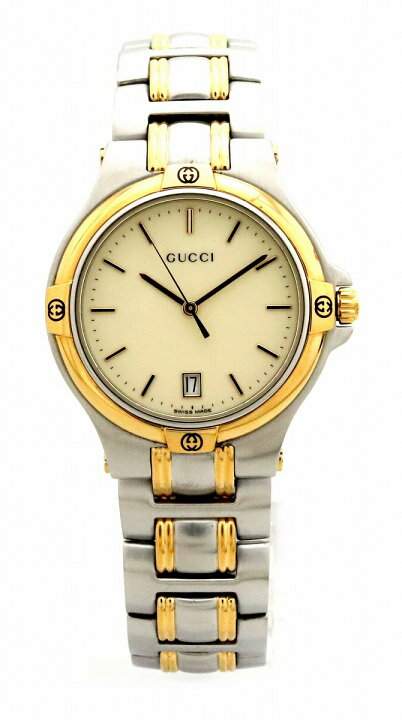 楽天市場】【ウォッチ】GUCCI グッチ アイボリー文字盤 デイト SS GP  
