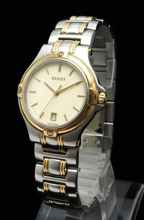 楽天市場】【ウォッチ】GUCCI グッチ アイボリー文字盤 デイト SS GP  