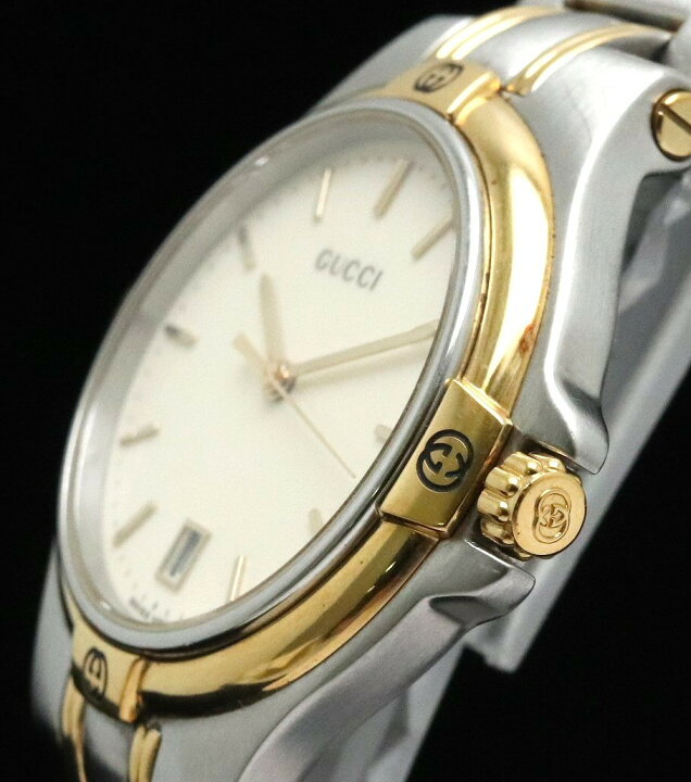 楽天市場】【ウォッチ】GUCCI グッチ アイボリー文字盤 デイト SS GP  